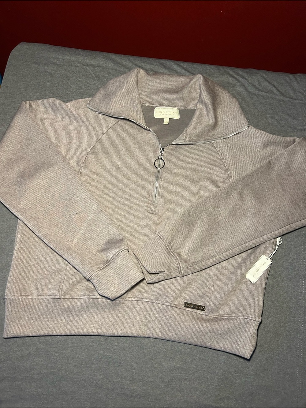 Simply Southern -Gray Quarter-Zip Cropped Crewneck Pullover